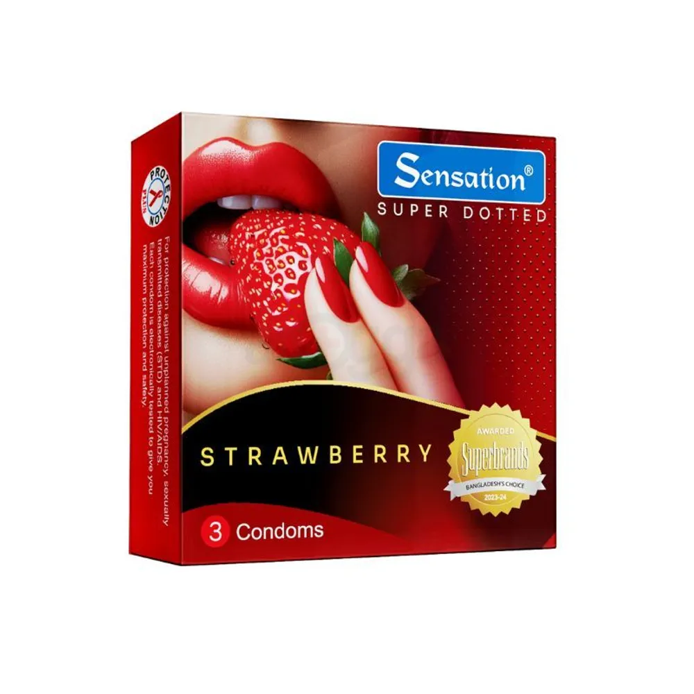 Sensation Super Dotted Scented Strawberry Condom 3's Pack