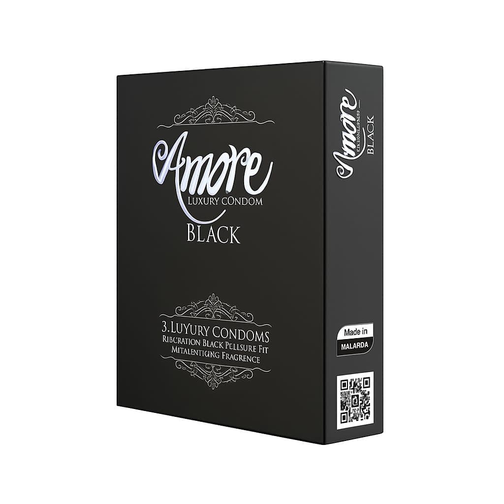 Amore Luxury Black Condom 3's Pack