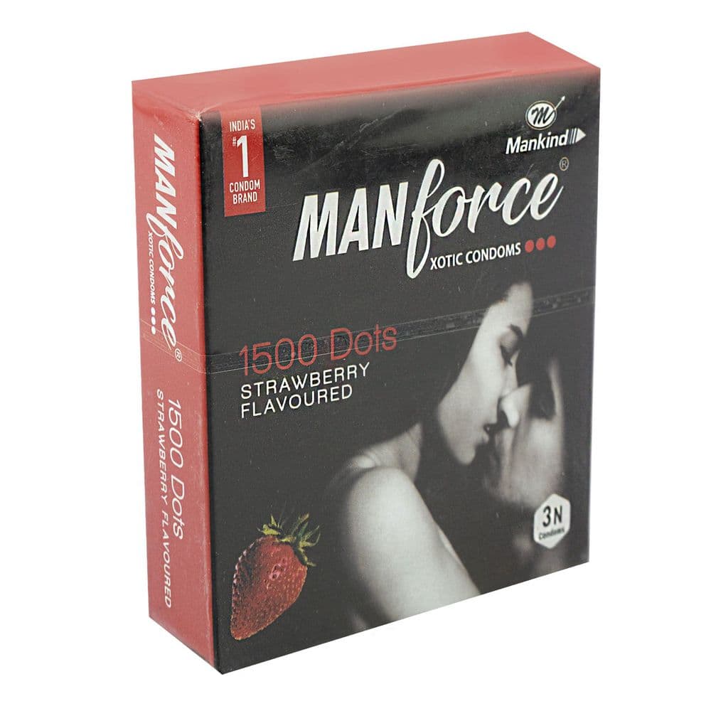 Manforce Xotic Strawberry 1500 Dotted Condom - 3Pcs Pack